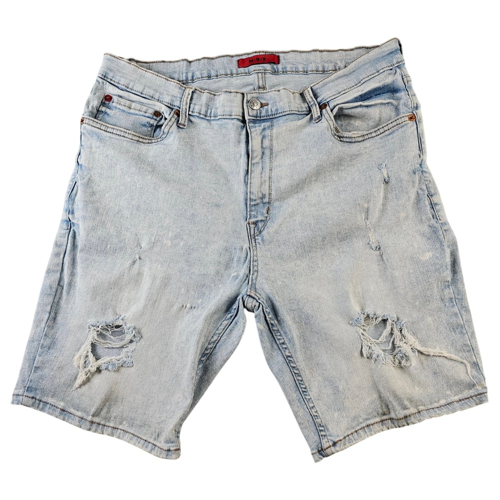 MBX Distressed Denim Shorts Mens‎ 32 Blue Light Wash Classic Fit